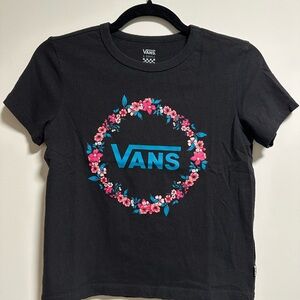 Vans Black Tee with Pink Floral Design